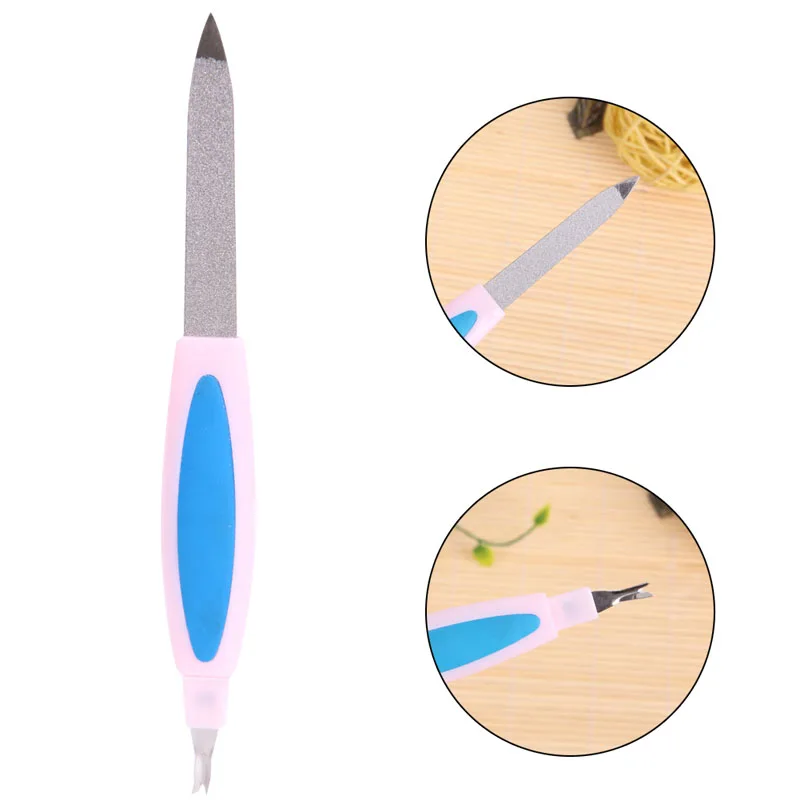New Multi function Metal Nail File Cuticle Remover Trimmer Sanding File Polish Tool Randomly
