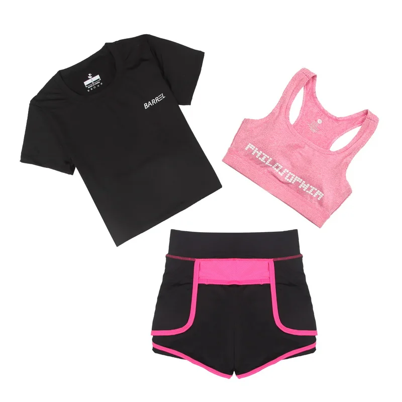Различные для женщин Йога 3 шт. спортивный комплект бег спортивный костюм бег спортивная одежда для йоги - Цвет: Коричневый