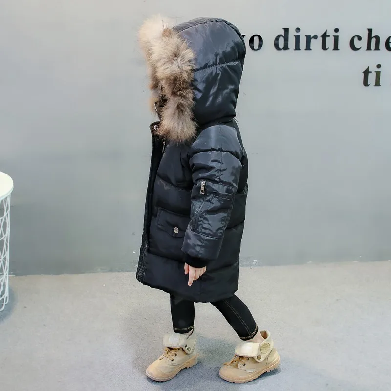 COOTELILI Long Parka Girl Winter Coat For Boys Real Raccoon Fur Hooded Winter Kids Jacket Boys Baby Girl Clothes Winter  (31)