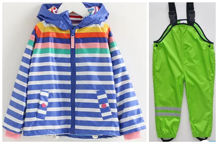 

Children's clothing 2017 boys and girls rainbow stripes windproof waterproof jacket small children's students sports outdoor clo