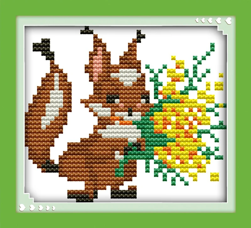 

DIY Needlework little squirrel send flowers DMC Counted Cross Stitch Kits for Embroidery Knitting Needles Crafts Home Decoration