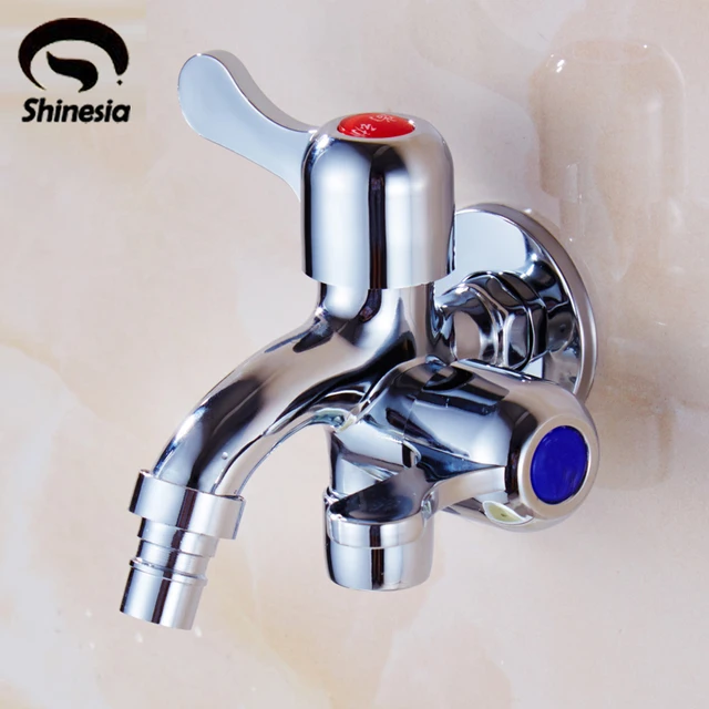 Two Function Dual Spout Washing Machine Laundry Faucet Water Tap Chrome Finishin Bibcocks from