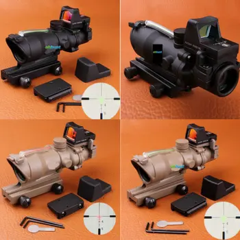 

4X32 Real Reticle Fiber Optic Scope Red Illuminated Sight With RMR Mirco Red Dot Sight 20mm Rail Hunting Scopes Red /Green light