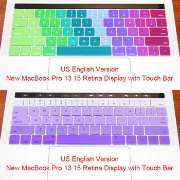 

Rainbow Gradient EU&US Silicone Keyboard Cover Skin For 2016 Apple Mac Macbook Pro 13" 15" Retina A1706 A1707 With Touch Bar