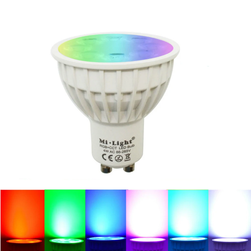 MiLight светодиодные лампы Gu10 4 W RGB + CCT светодиодные лампы + B4 (3 V) удаленного Управление светодиодный осветительный прожектор затемнения свет