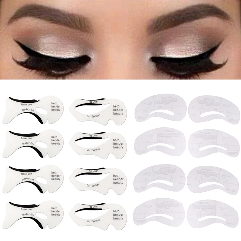 6pcs/Set DIY Reusable Eyebrow Eyeliner Stencil Double Wing Eyeliner