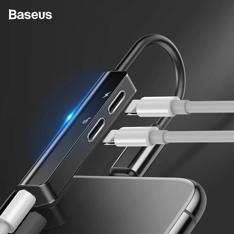 Baseus аудио Aux adaptador para for iphone Xs Max Xr 8X7 Plus OTG кабель Jack de 3,5 мм де auriculares carga de para конвертер