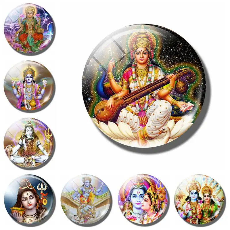 Hinduism Shakthi художественные стеклянные магнитные стикеры на холодильник 30 мм холодильник магнитный амулет Йога Шива Вишну Индия домашний деко...