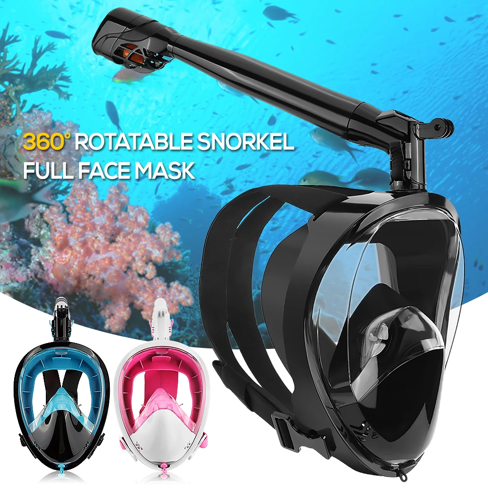 

professional Anti-fog Snorkeling Full Face Mask 360° Rotatable Snorkel Diving Scuba Mask with Detachable Camera Mount Unisex