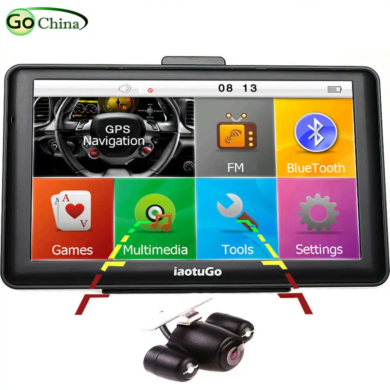 

iaotuGo 7" Capacitive GPS Navigator Car Truck Navigation Rearview Camera Bluetooth AVIN 256M 8G FM Music Game Free Maps Updated