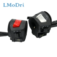 LMoDri Motorcycle Handle Bar Left Right Switches Horn Turn Signal Headlight Fog Light Electric Start Handlebar Controller Switch