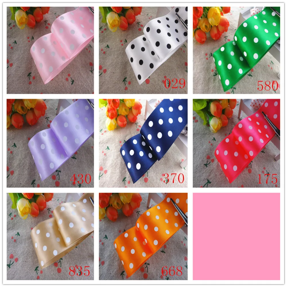 1-1/2" 38mm 10 yards polka dots printed satin ribbon gift packaging DIY handmade materials YM18010113 satin ribbons ribbon supplies satin ribbon