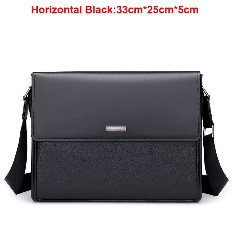 Роскошные брендовые кожаные сумки-мессенджеры, мужские сумки через плечо для мужчин, Повседневная Дорожная сумка на плечо, деловой портфель, сумки, мужские сумки - Цвет: Horizontal Black
