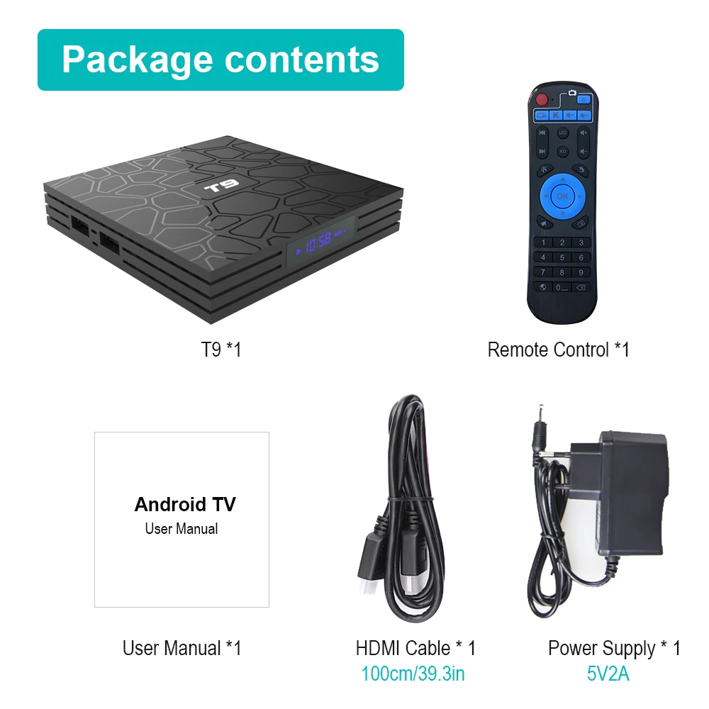 T9 Android tv BOX Android 9,0 4 ГБ 32 ГБ 64 Гб Rockchip RK3318 H.265 4K USB 3,0 2,4G/5G WiFi Bluetooth 4,1 Smart tv box медиа