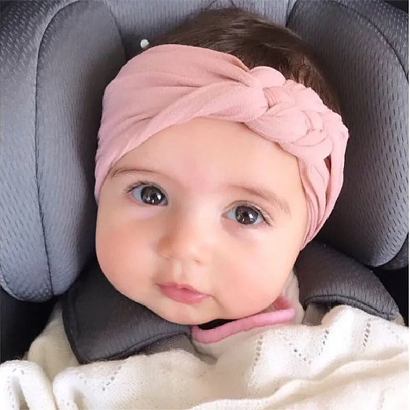 Cinta de cabello con nudo para niñas pequeñas, cinta lisa hecha a mano para el pelo, accesorios para el cabello para la cabeza de niños recién nacidos