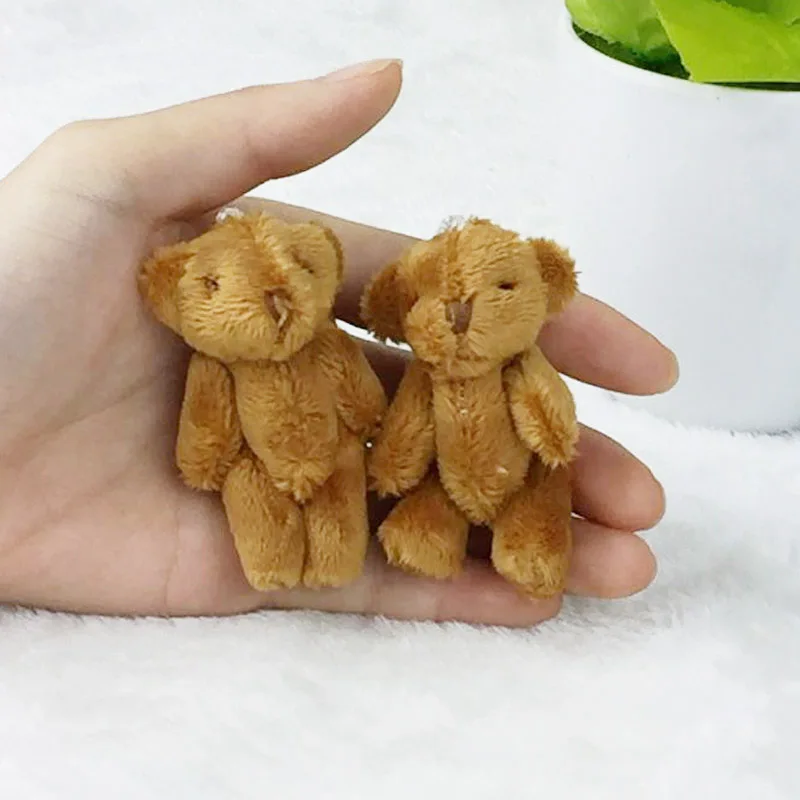 10PCS/Lot Mini Joint Bear Stuffed Plush Toys 6.5cm Cute White Ted Bears Pendant Dolls Gifts Birthday Wedding Party Decor J00402 | Игрушки и