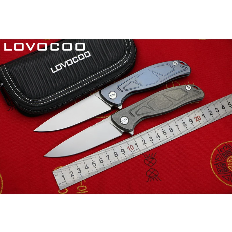 

LOVOCOO F95 S pattern D2 blade Titanium handle Flipper folding knife Outdoor camping hunting pocket knives EDC tools survive