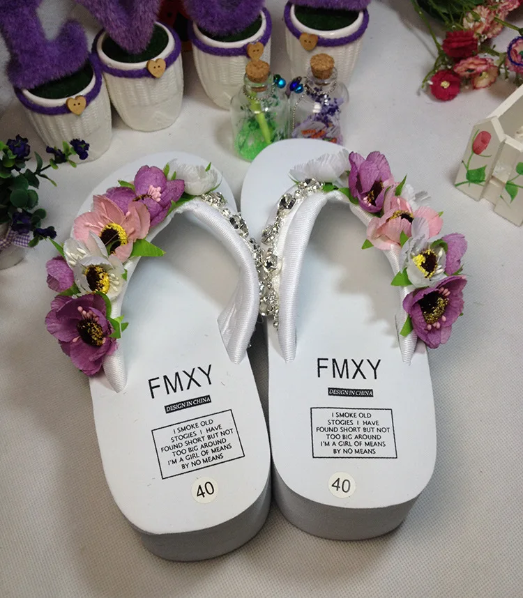 New Diamond Beach Handmade Flip Flops Slippers Beautiful Fashion Cheap Womens Wedges Shoes With High Heel Footwear Online53