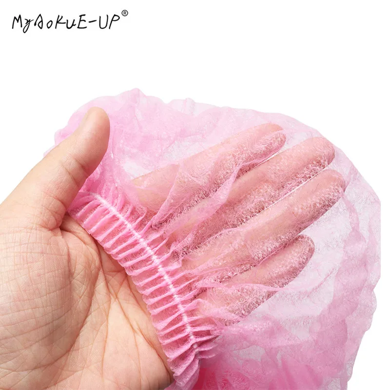 100pcs/lot Disposable Shower Caps Salon Home Elastic Cap Grafting Lashes Eyelash Extension makeup tool