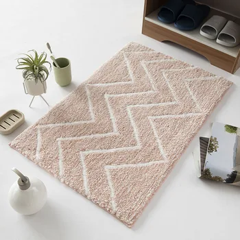 

Chenille Bathroom Area Rug Pink Triangular ripple Mat TPR Latex Bottom Absorbent Soft Microfiber Fluff Carpet for Living Room