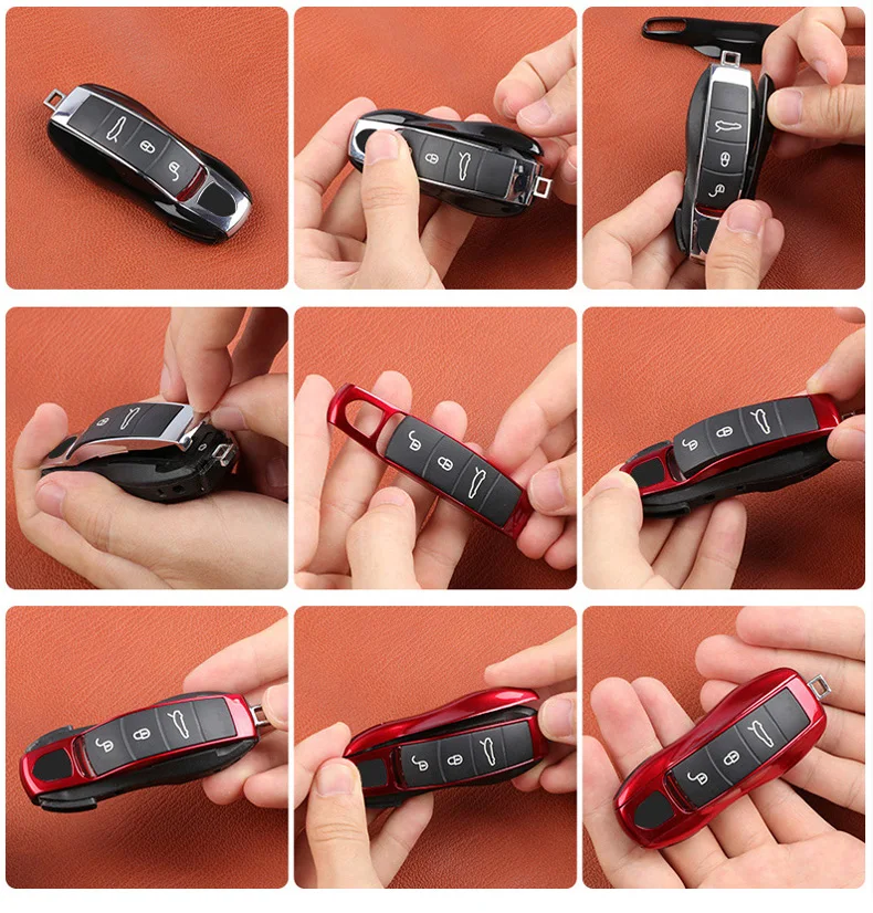 Airspeed 3pcs Car Key Case Key Cover Shell for Porsche Panamera Macan Cayenne Carrera Boxster Cayman 911 970 981 991 Accessoires (14)