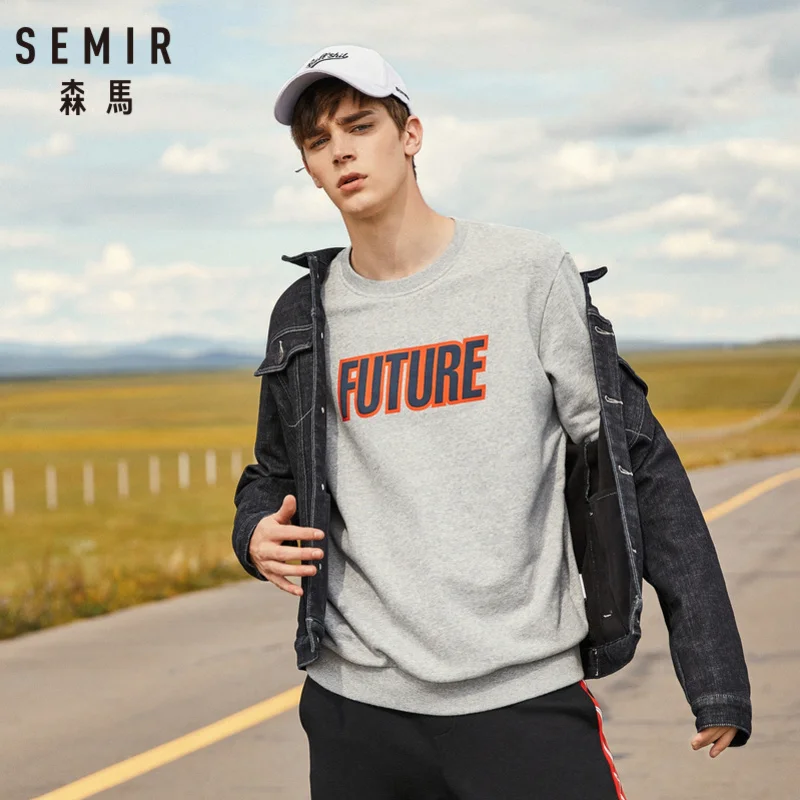 

SEMIR Men Fleece-Lined Denim Jacket with Collar Men's Denim Jacket in Washed Denim with Chest and Slant Pocket Button at Cuff