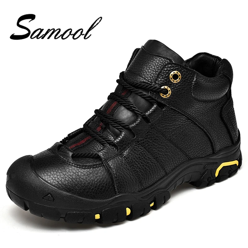 

2018 SAMOOL Men Winter Lace Up Boots Male Snow Ankle Boots Comfortable Warm Fur Casual Solid Color Boot Shoes For Mens Lx5