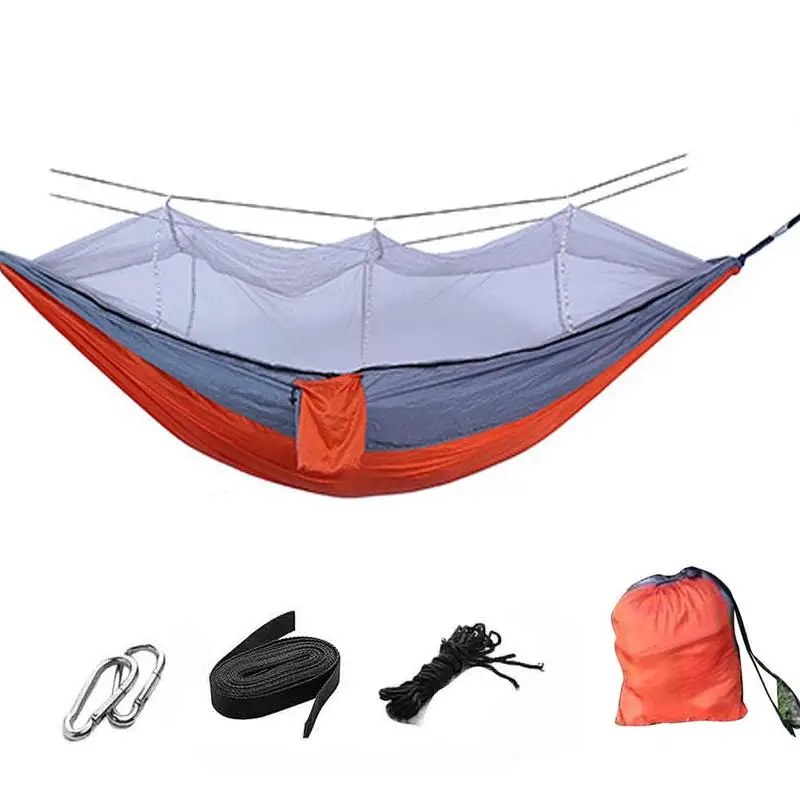 

1-2 Person Portable Outdoor Camping Hammock with Mosquito Net High Strength Parachute Fabric Hanging Bed Hunting Sleeping Swing