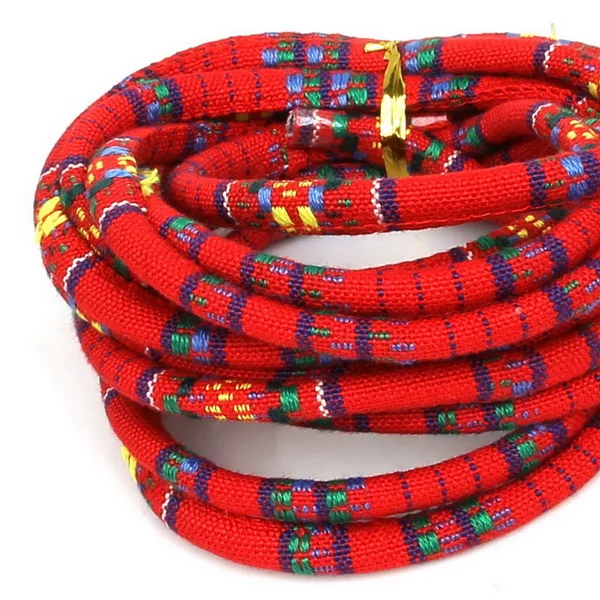 Новое поступление, тканевый шнур 3 метра, толщина 5 мм, разноцветная веревка в богемном стиле, для рукоделия, изготовления ювелирных изделий, ожерелья, браслетов - Цвет: red main