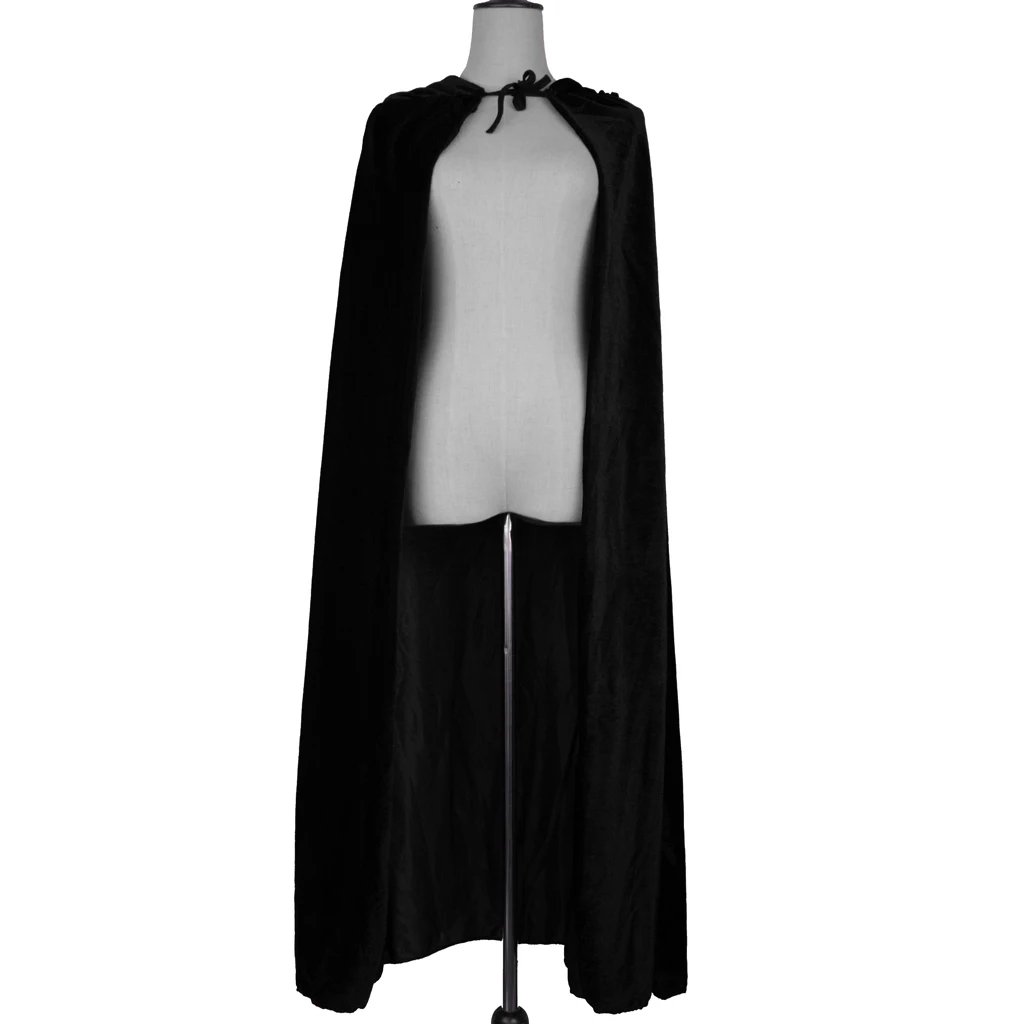 Medieval Witchcraft Halloween Cosplay Witch Devil Velvet Hooded Cloak Cape Robe