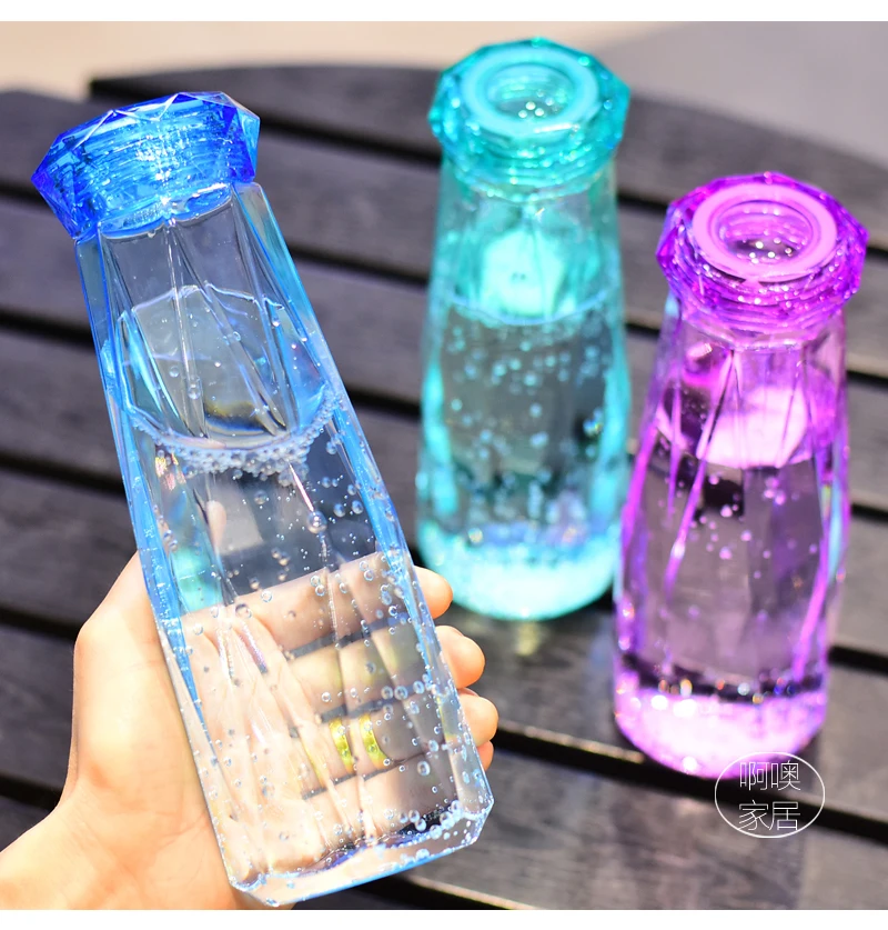 

Simple Fresh Cute Plastic Cups for Boys Girls Creative Cups Brief Creative Outdoor Sport Crystal Water Bottles Drink Glass 5