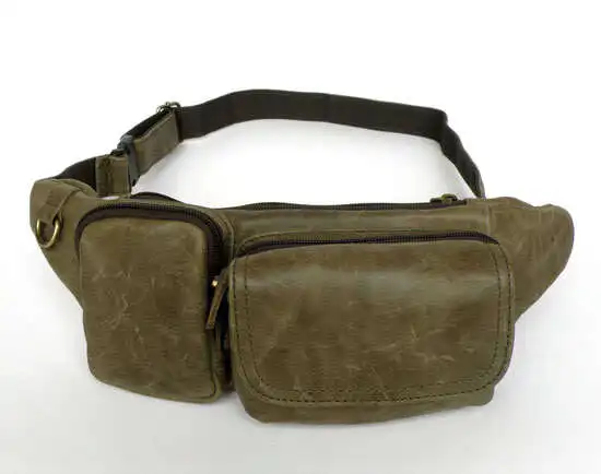Fashion Real Genuine Leather Men Waist Bag Cow leather Waist Pack Passport Wallet Fanny Pack Money