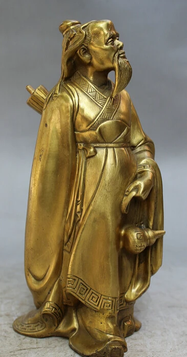 

song voge gem S3657 10" Chinese Brass Famous Doctor Medicine Originator Li Shi Zhen Gourd Statue