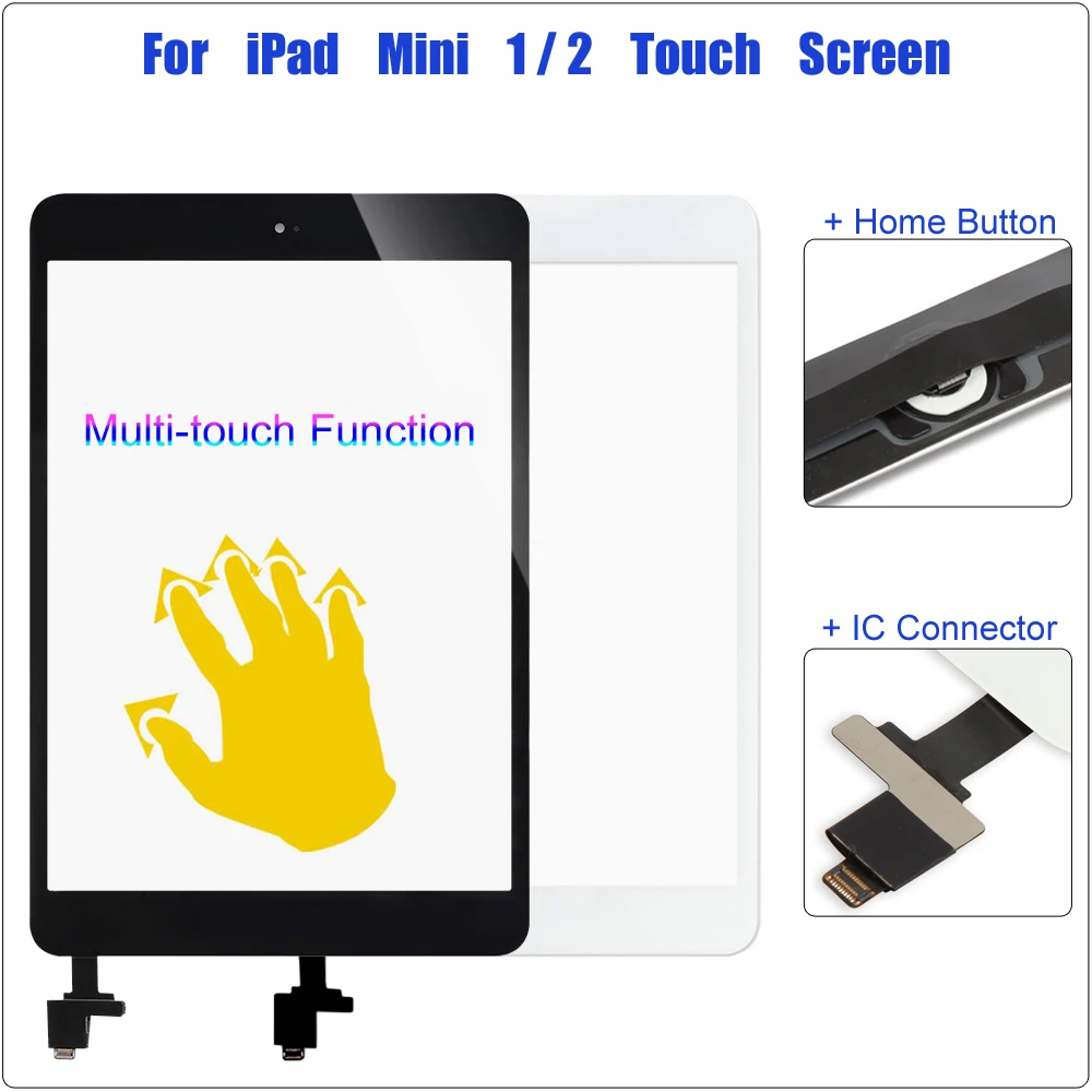 IC+Home Button For ipad 1 2 Digitizer Touch Screen Glass Replacement