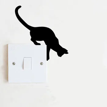 

Strange Naughty Cat Vinyl Artistic Cartoon Animal Wall Decal Decor Decorative Switch Sticker 8SS-0349