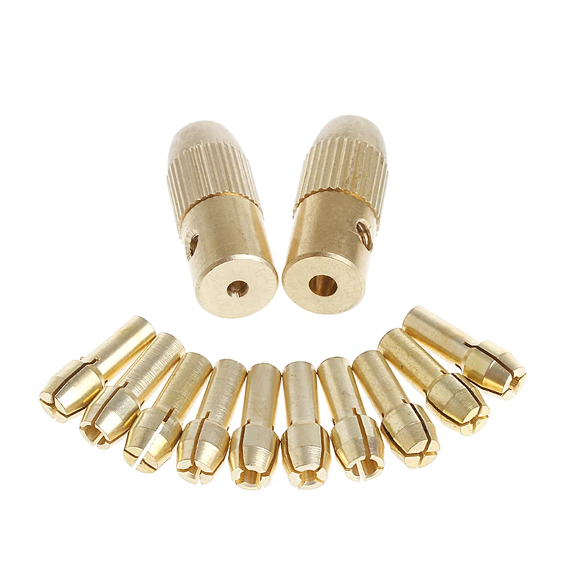 

OOTDTY 2+10Pcs 0.5-3.2mm Micro Twist Hand Drill Kit Chuck Electric Drill Bit Collet 1A10007