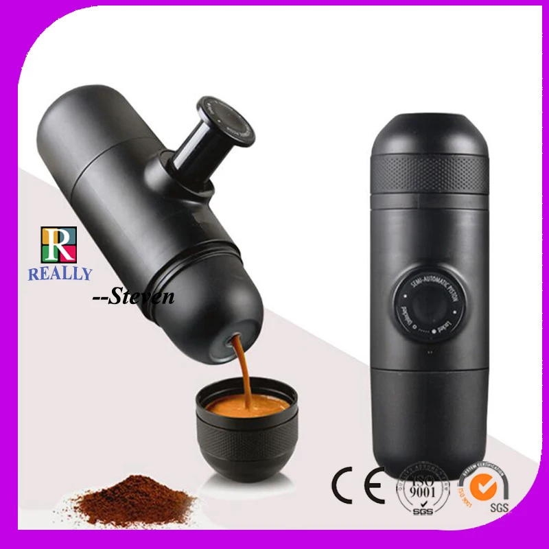 RL 6677 мини кофеварка портативная Компактная ручная для эспрессо черная ручное