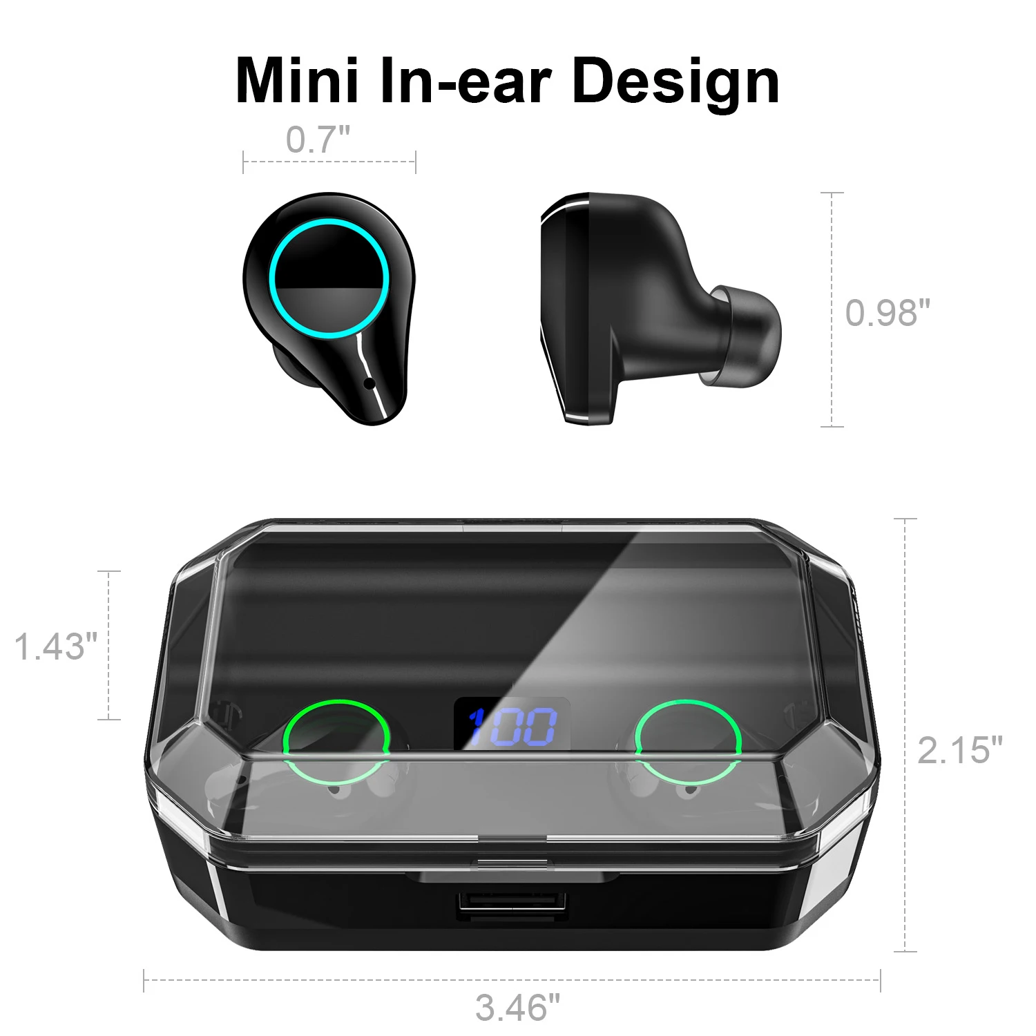 7000 мАч Зарядное устройство Bluetooth наушники сенсорное управление Binuaral Авто сопряжение наушники водонепроницаемый в ухо невидимая Спортивная гарнитура
