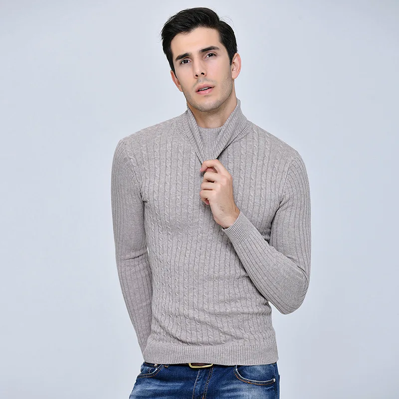 2018 Winter High Neck Thick Warm Sweater Men Turtleneck