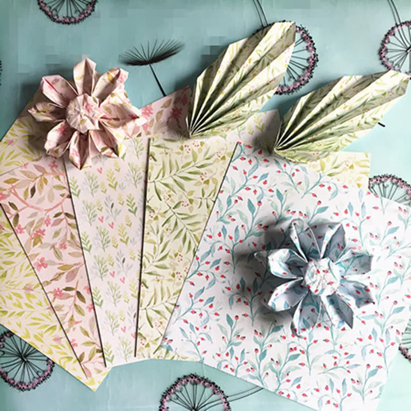 

Flowers Origami Paper For Handmade Cranes Origami Puzzle DIY Folding Handmade Origami Colored Scrapbooking Paper Creative Gifts