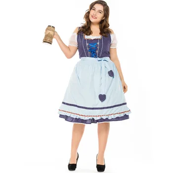 

2018 Big / Plus Size German Miss Oktoberfest Cosplay Costume for Women Adult Carnival Purim Dress Costume for Halloween party