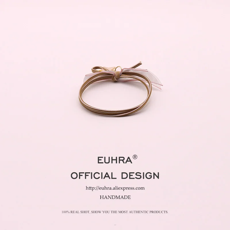 EUHRA/4 цвета, полосатая кружевная эластичная повязка для волос с милым бантиком и пятью звездами для женщин и девочек, детская резинка, дизайн