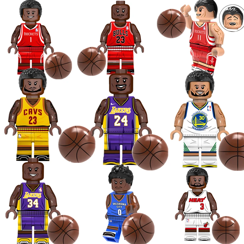 نجم كرة السلة لاعب الصواريخ Warrior ليكرز الشكل اللبنات مجموعات الطوب نموذج الاطفال لعبة متوافق Legoings مدينة الخالق