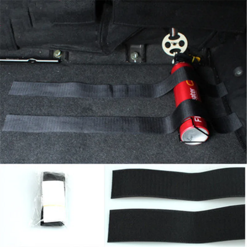 Hot 2pcs Car Trunk Store Straps Black Belt Fire Extinguisher Straps Holder Safety Velcro Straps