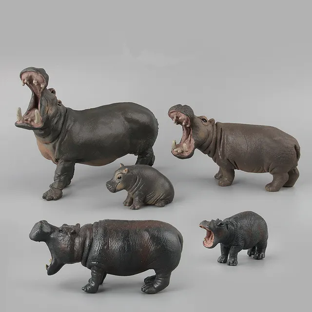 Wild animal Hippopotamus Models figures toys PVC Simulation parent