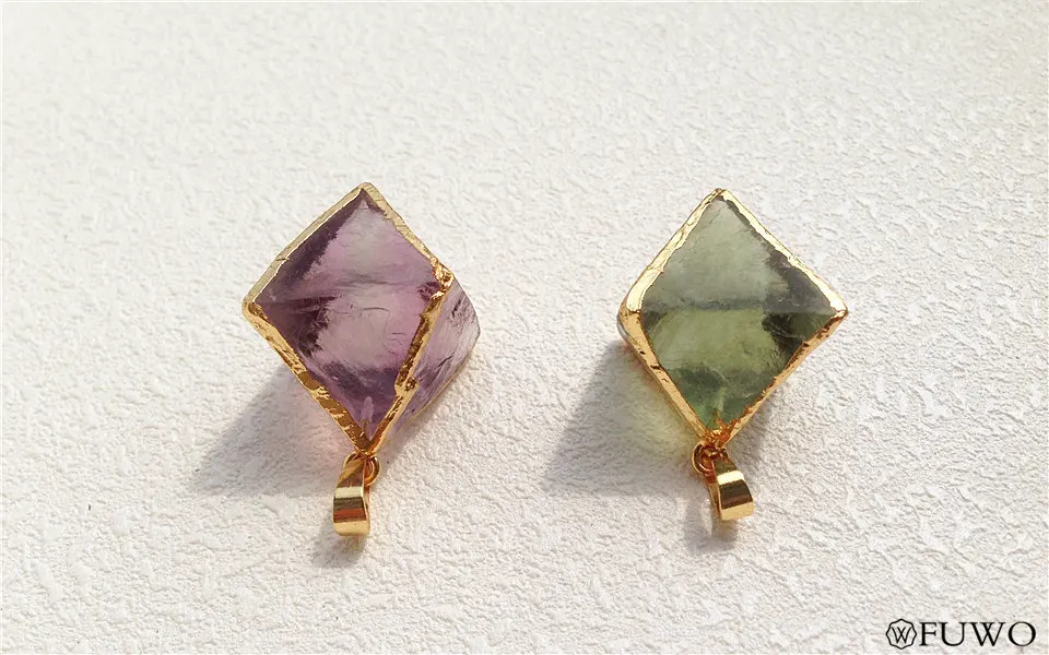 Natural Fluorite Stone Pyramid Shape Stone Pendant 8