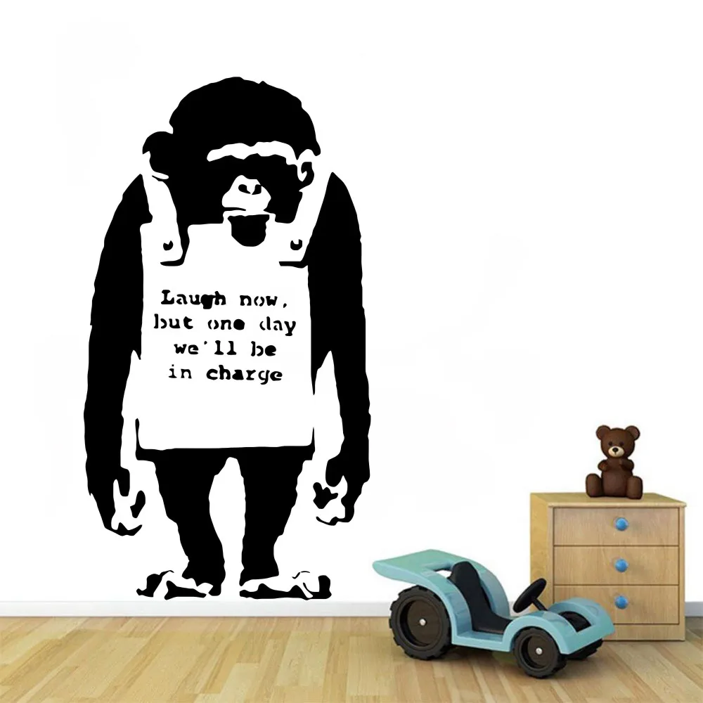Съемный Banksy на стену Наклейка Горилла смех наклейки Bansky искусство Современное
