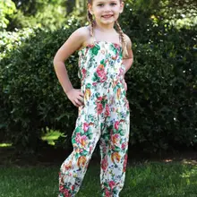 Детский летний костюм для маленьких девочек; детская одежда с цветочным рисунком; Рабочий комбинезон костюм для подвижных игр, одежда для детей 2-7 лет