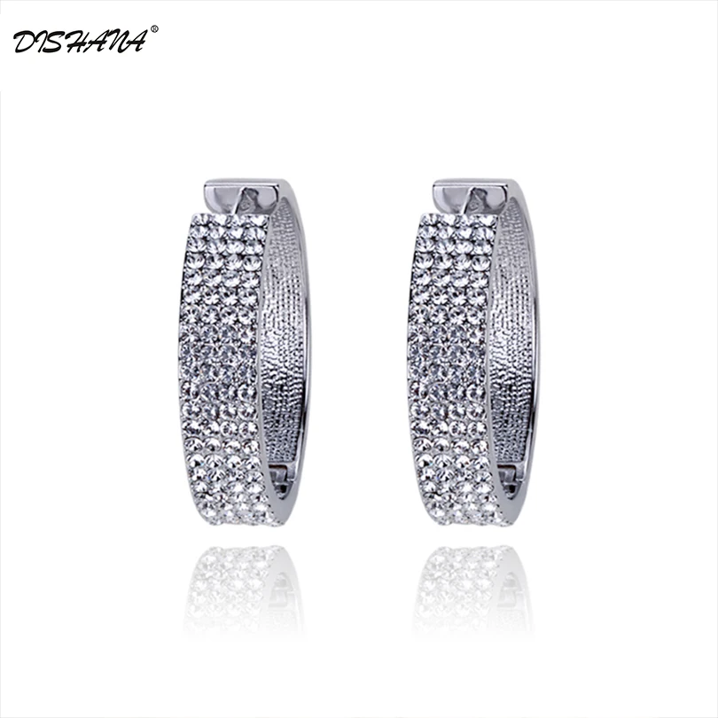 

2017 fashion jewelry gold -color Hoop Earrings vintage Elegant jewelry Austrian Rhinestones(E0215)