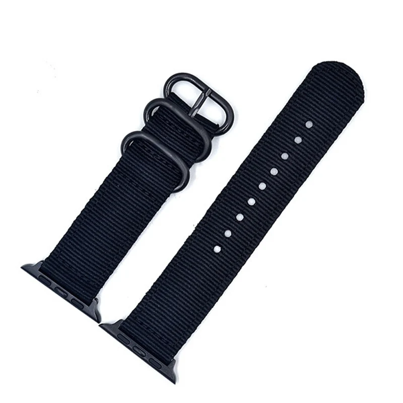 BUMVOR Woven Nylon band strap for apple watch band 44/40/42/38 mm sport fabric nylon bracelet watchband for iwatch 4/3/2/1 black